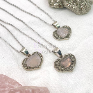 Collar Corazón De Atracción Cuarzo Rosa
