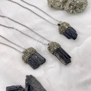 Collar Bruto De Fuerza Turmalina Negra