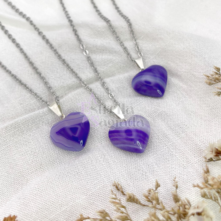 Dije Corazón Ágata Violeta Mini