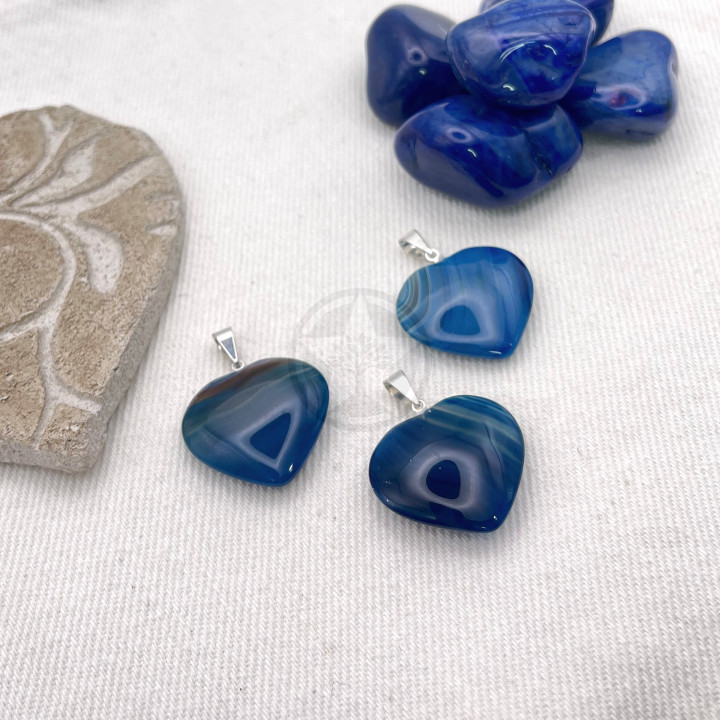 Dije Corazón Ágata Azul