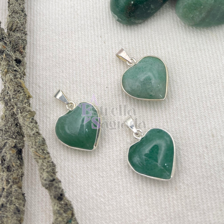 Dije Corazón Cuarzo Verde Con Virola Mini