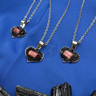 Collar Corazón De Paz Turmalina Rosa