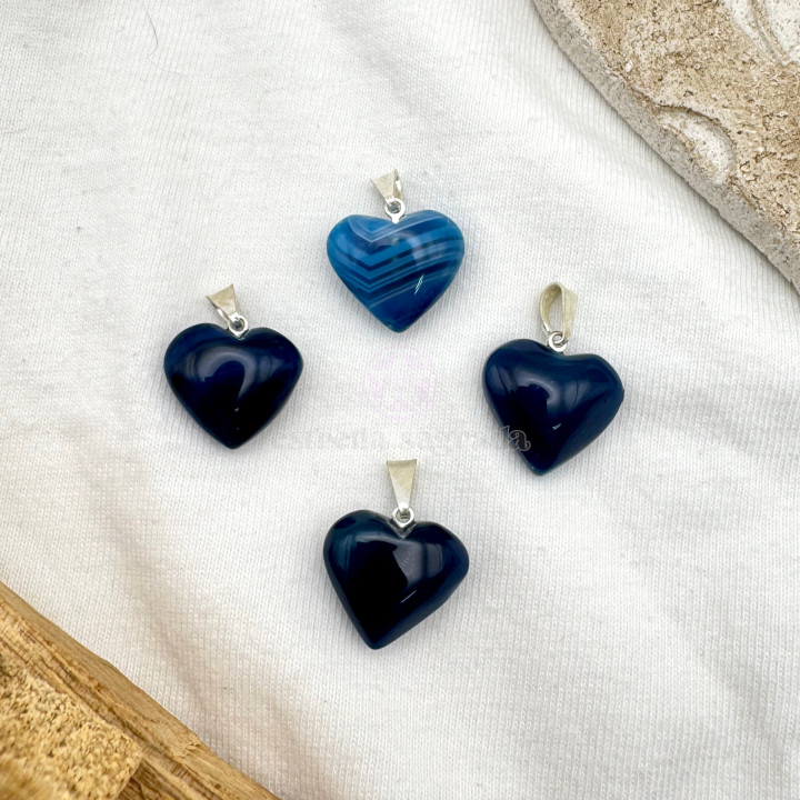 Dije Corazón Ágata Azul Mini