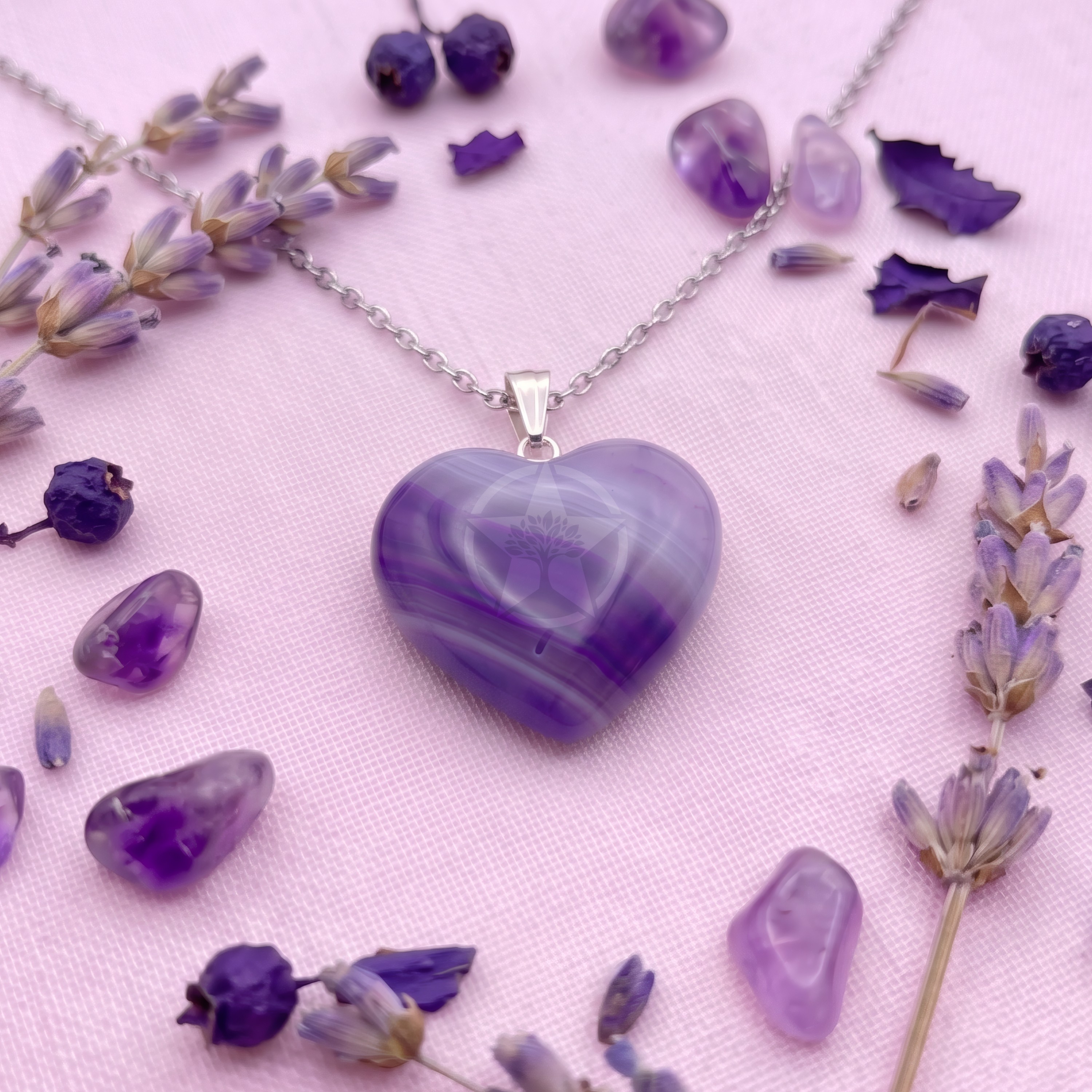 Dije Corazón Ágata Violeta Mini