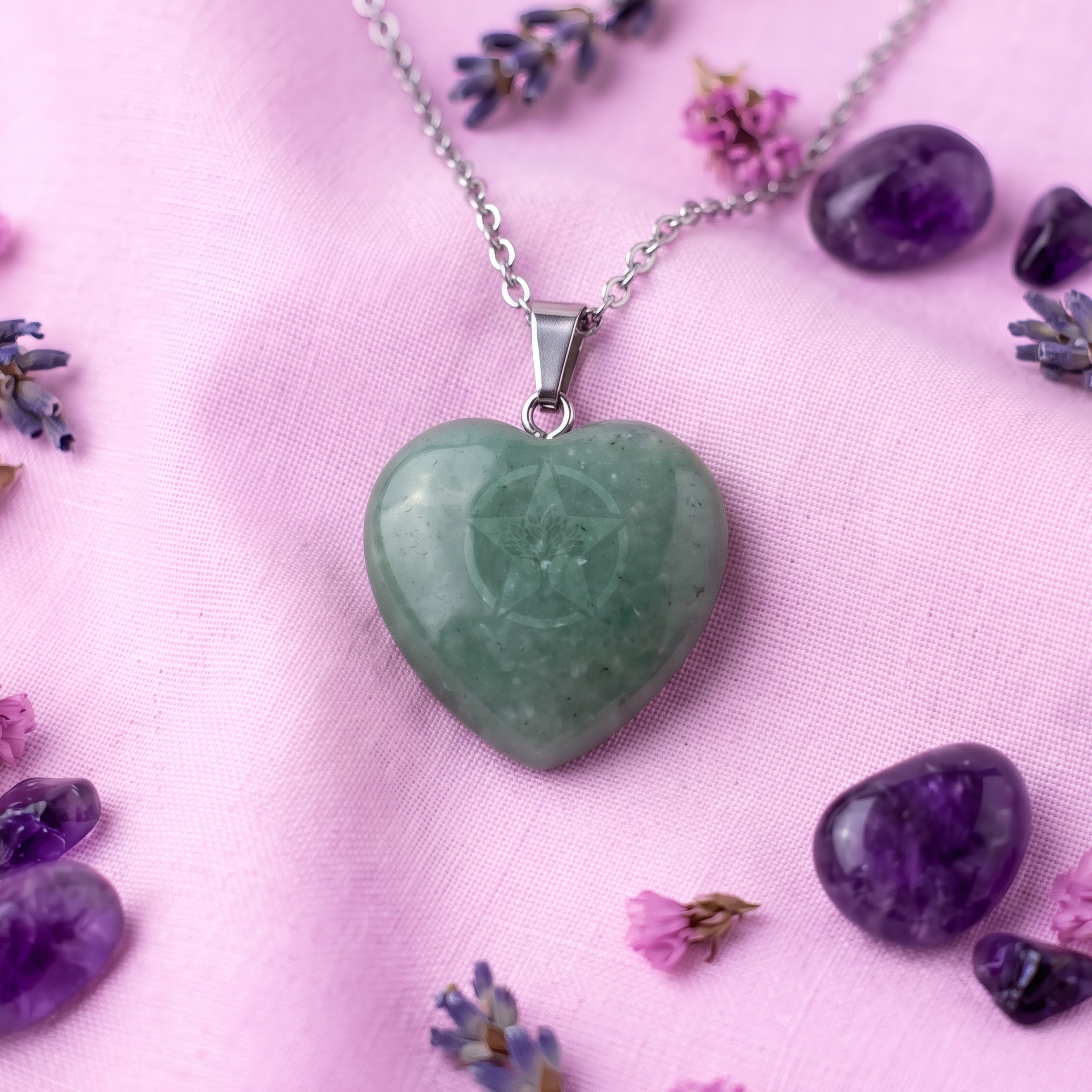 Dije Corazón Cuarzo Verde Mini