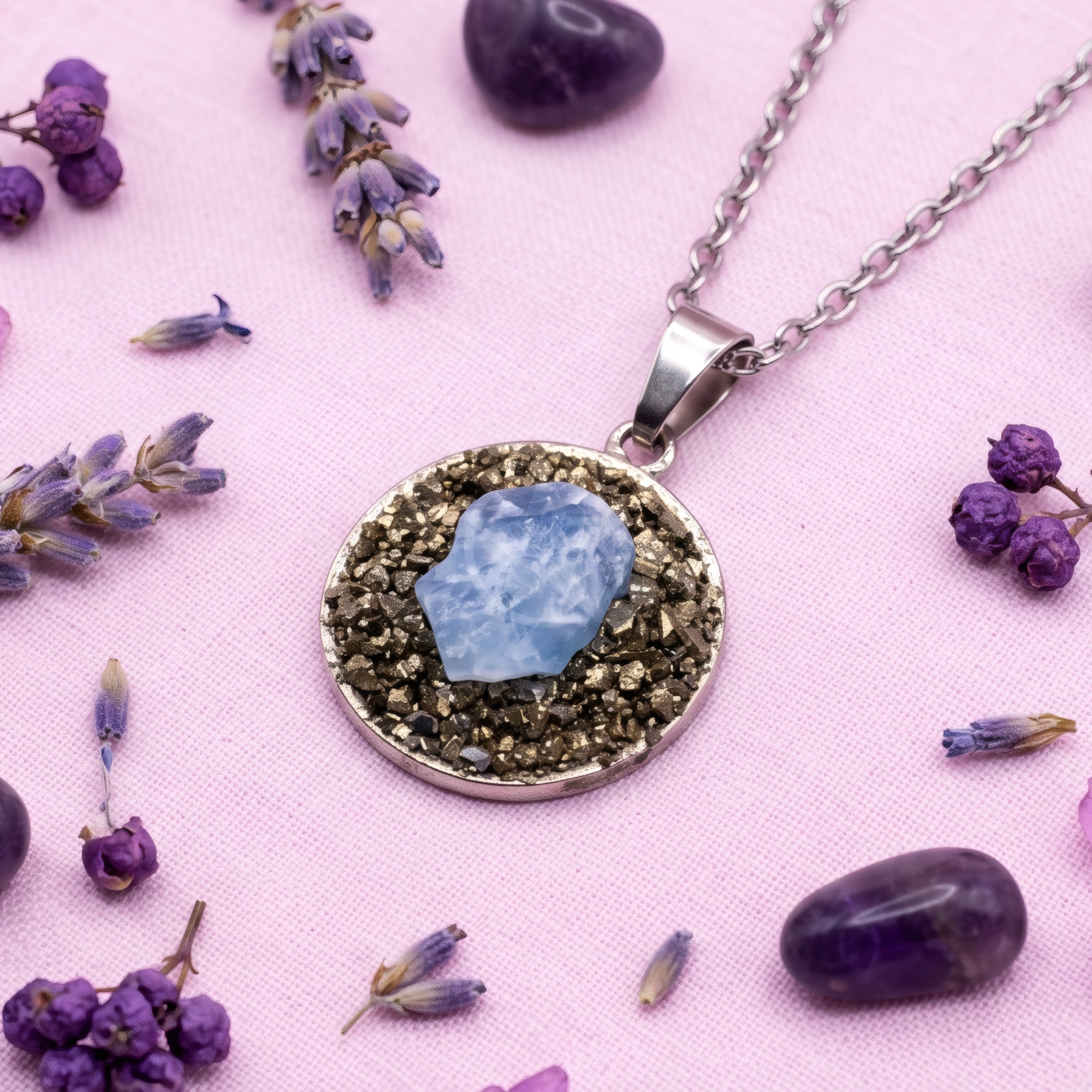 Collar Celestial Onix Cielo Pirita