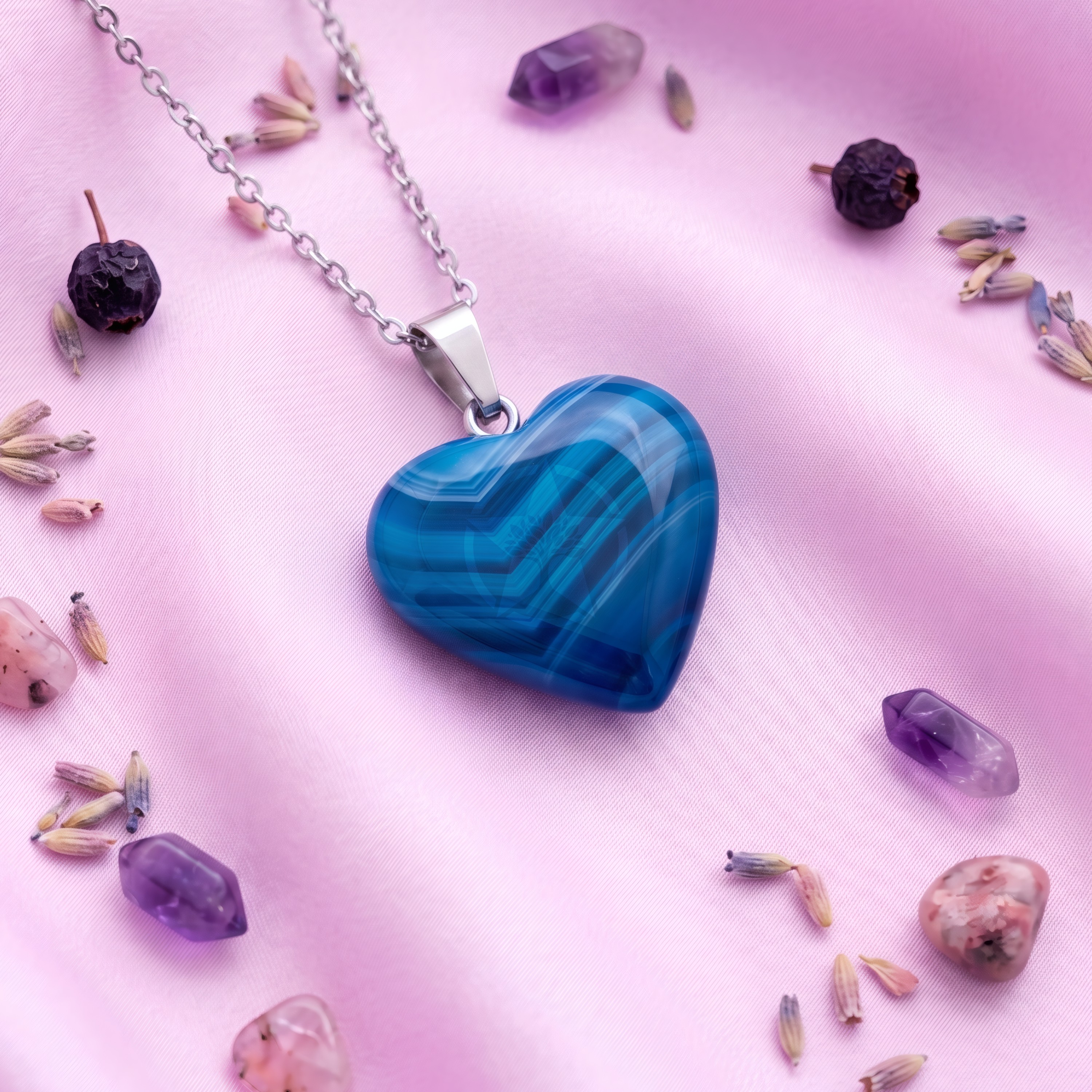 Dije Corazón Ágata Azul Mini