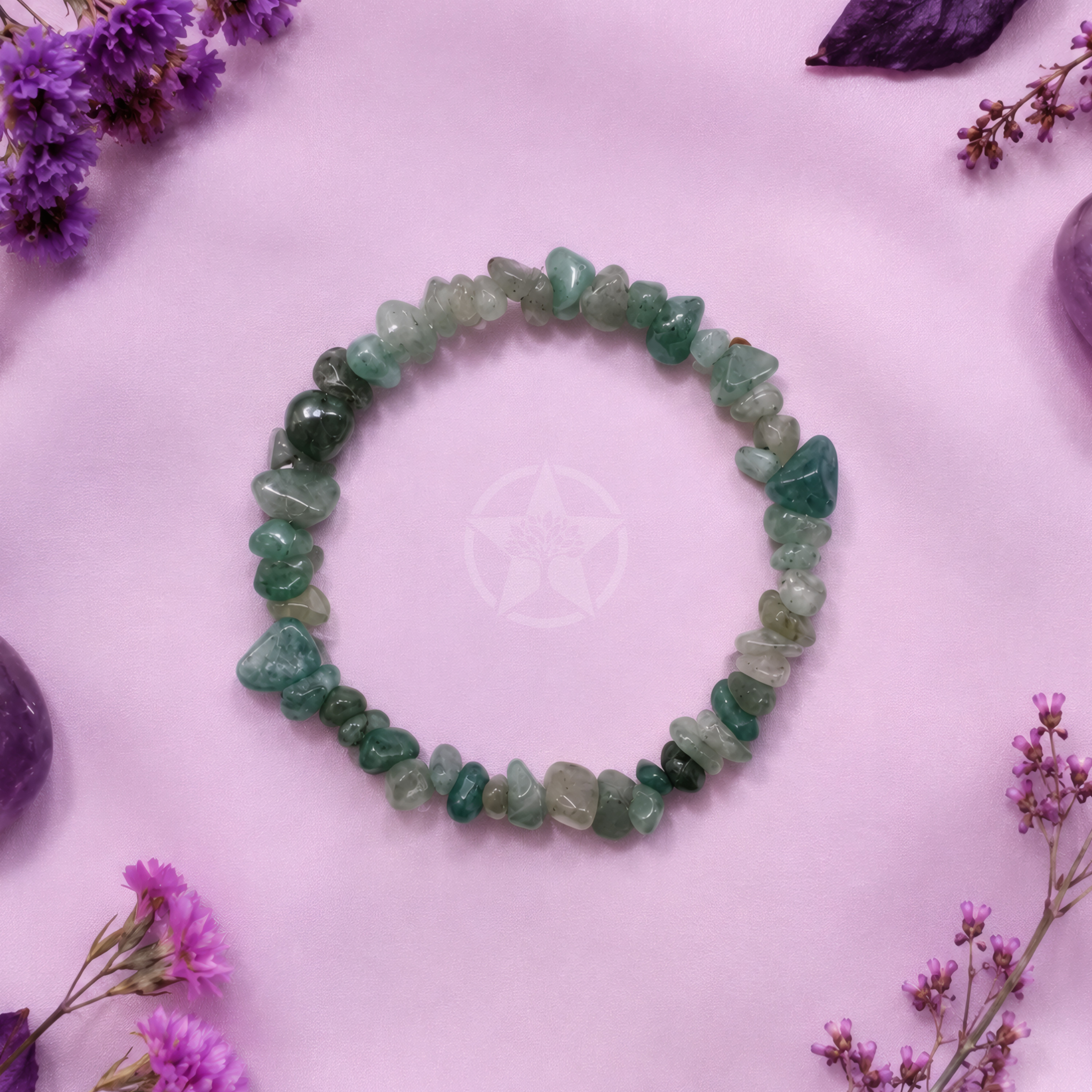 Pulsera Elastizada Piedra Cuarzo Verde