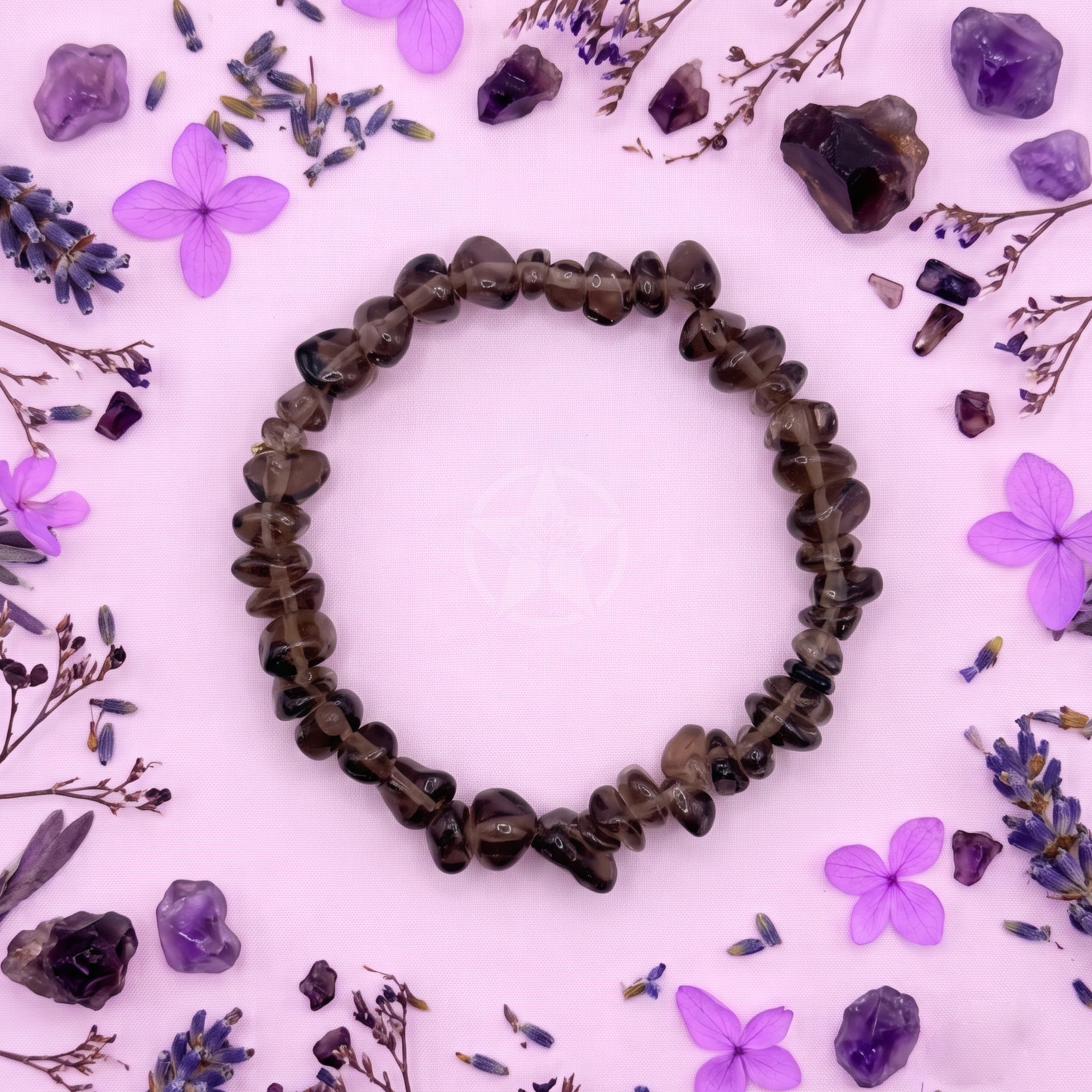 Pulsera Elastizada Piedra Cuarzo Ahumado