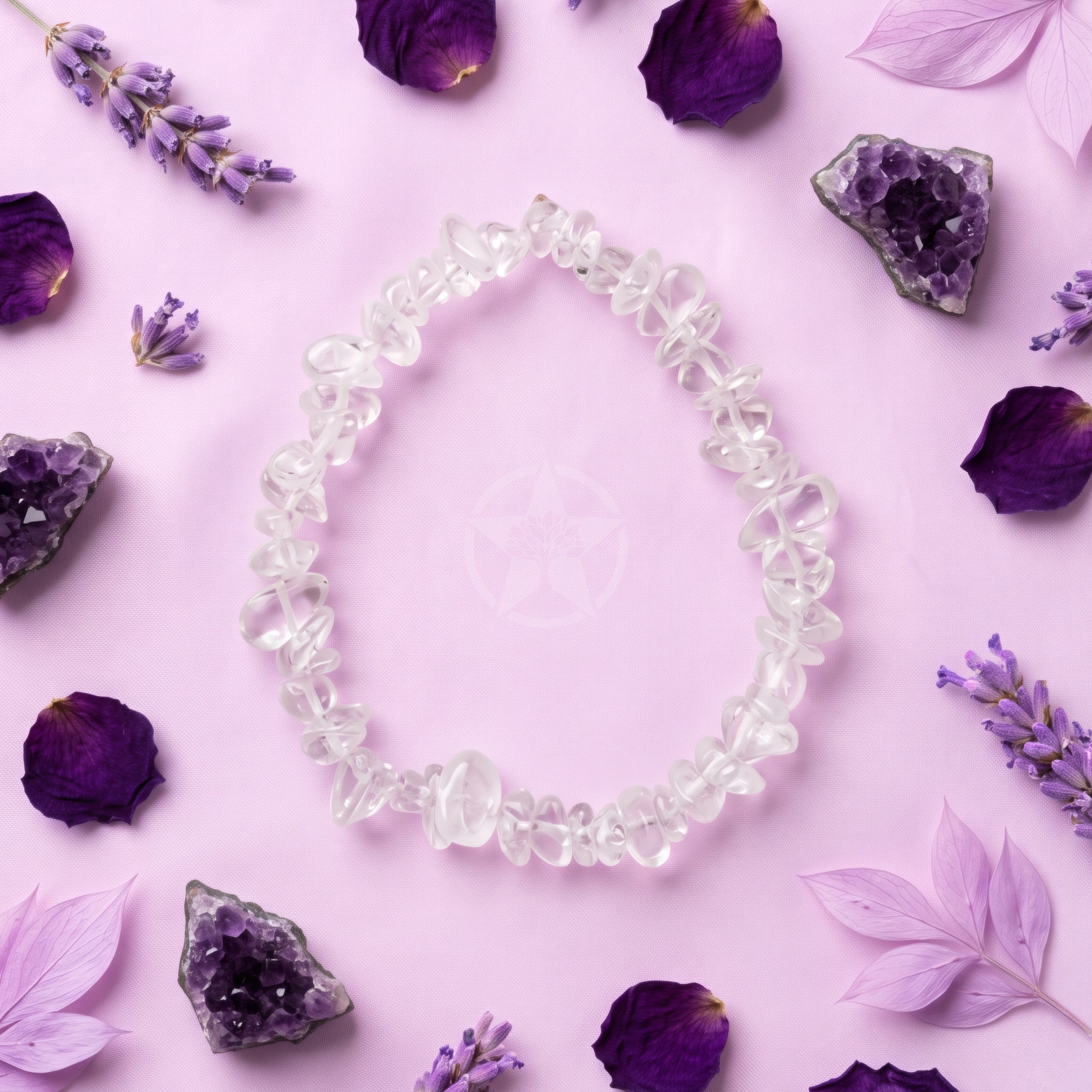 Pulsera Elastizada Piedra Cuarzo Cristal