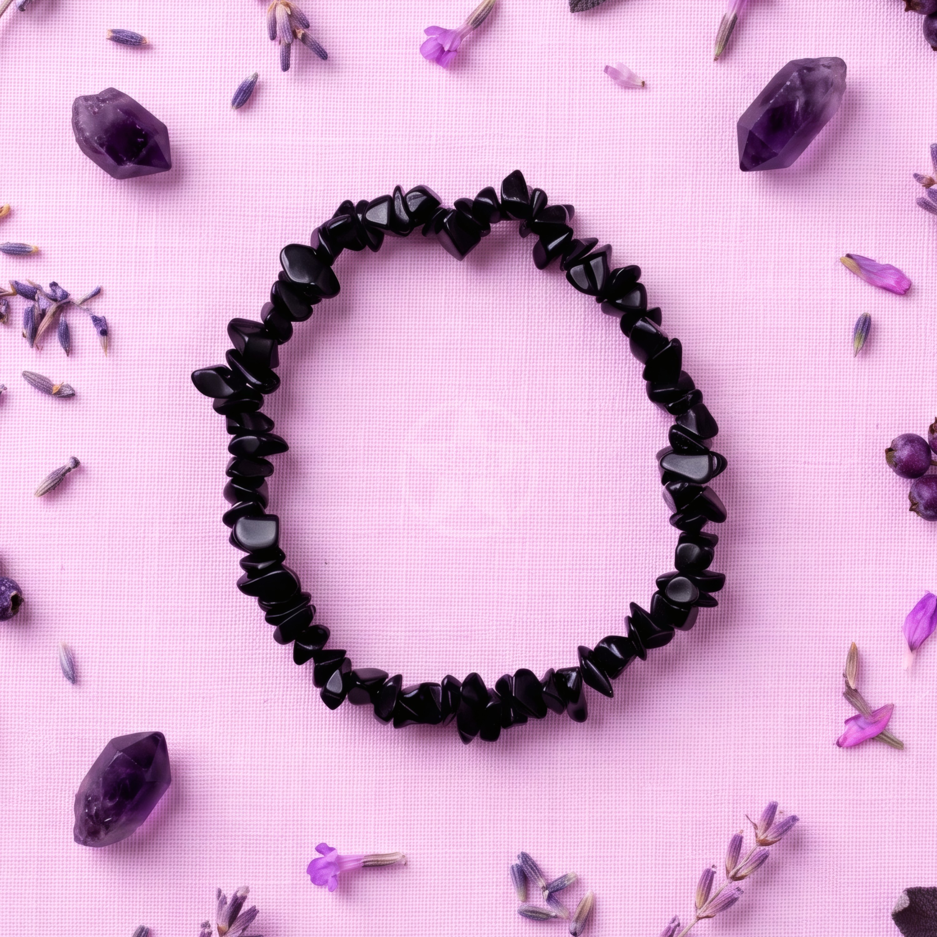 Pulsera Elastizada Piedra Obsidiana