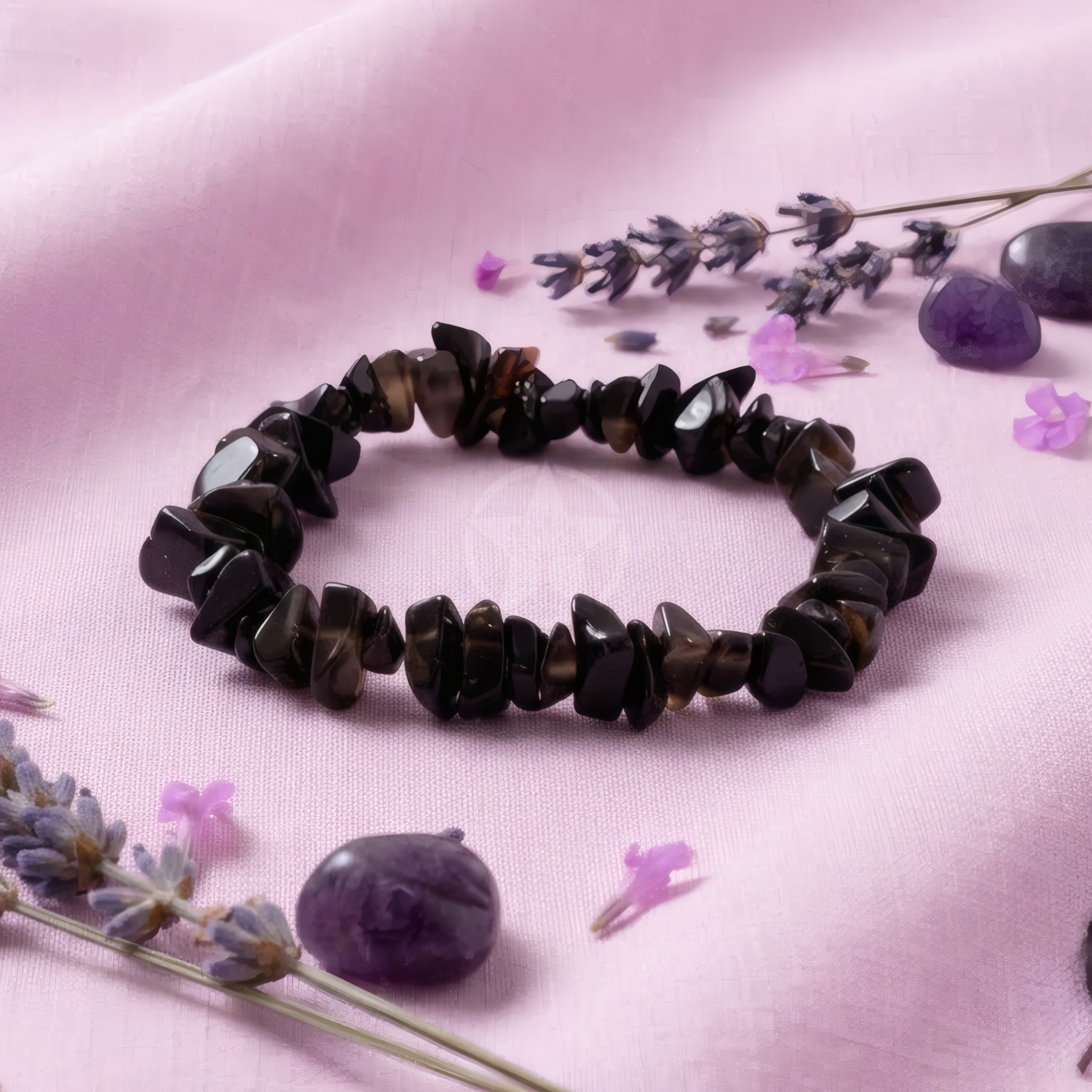 Pulsera Elastizada Piedra Ágata Negra, imagen 3