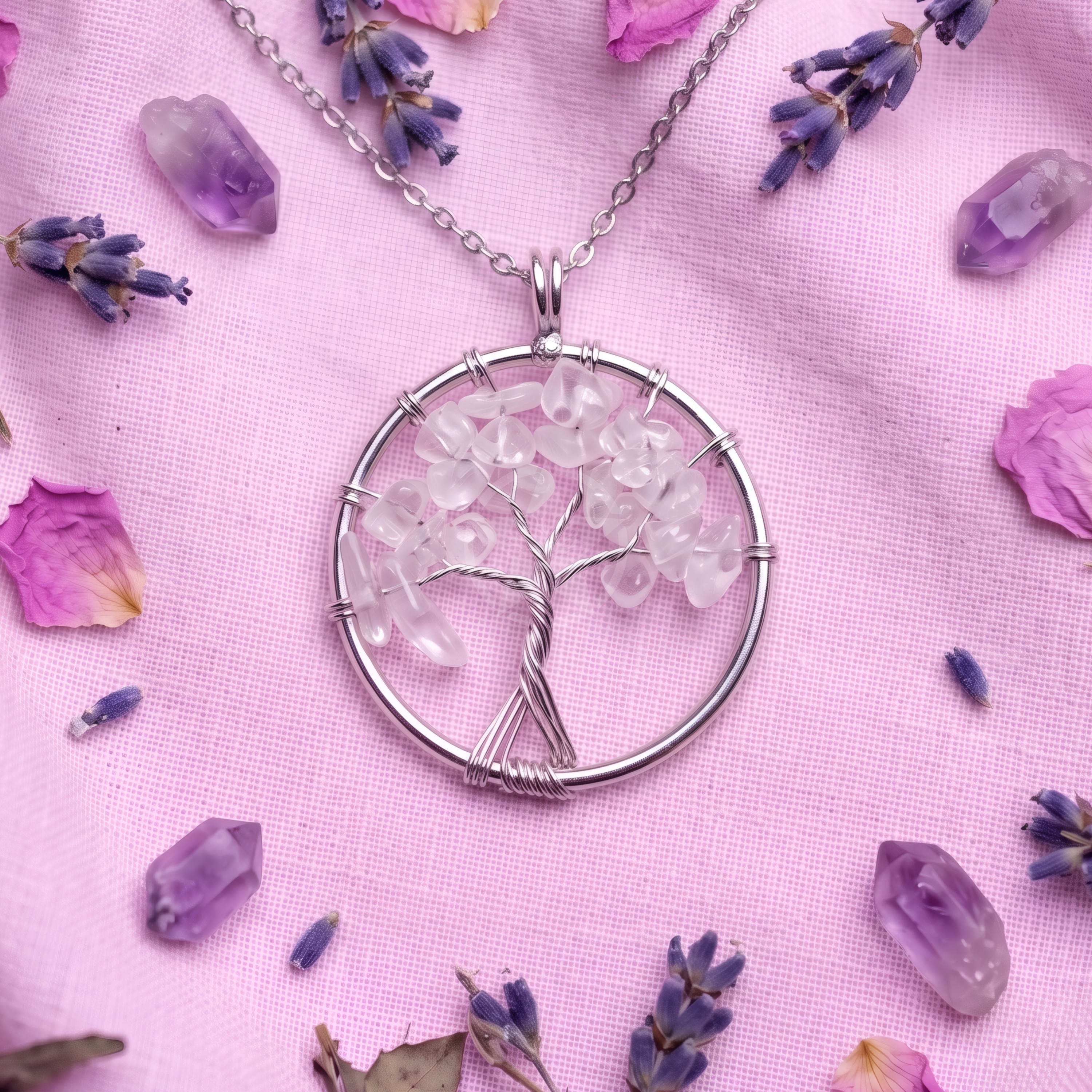 Dije Árbol De La Vida De Cuarzo Cristal