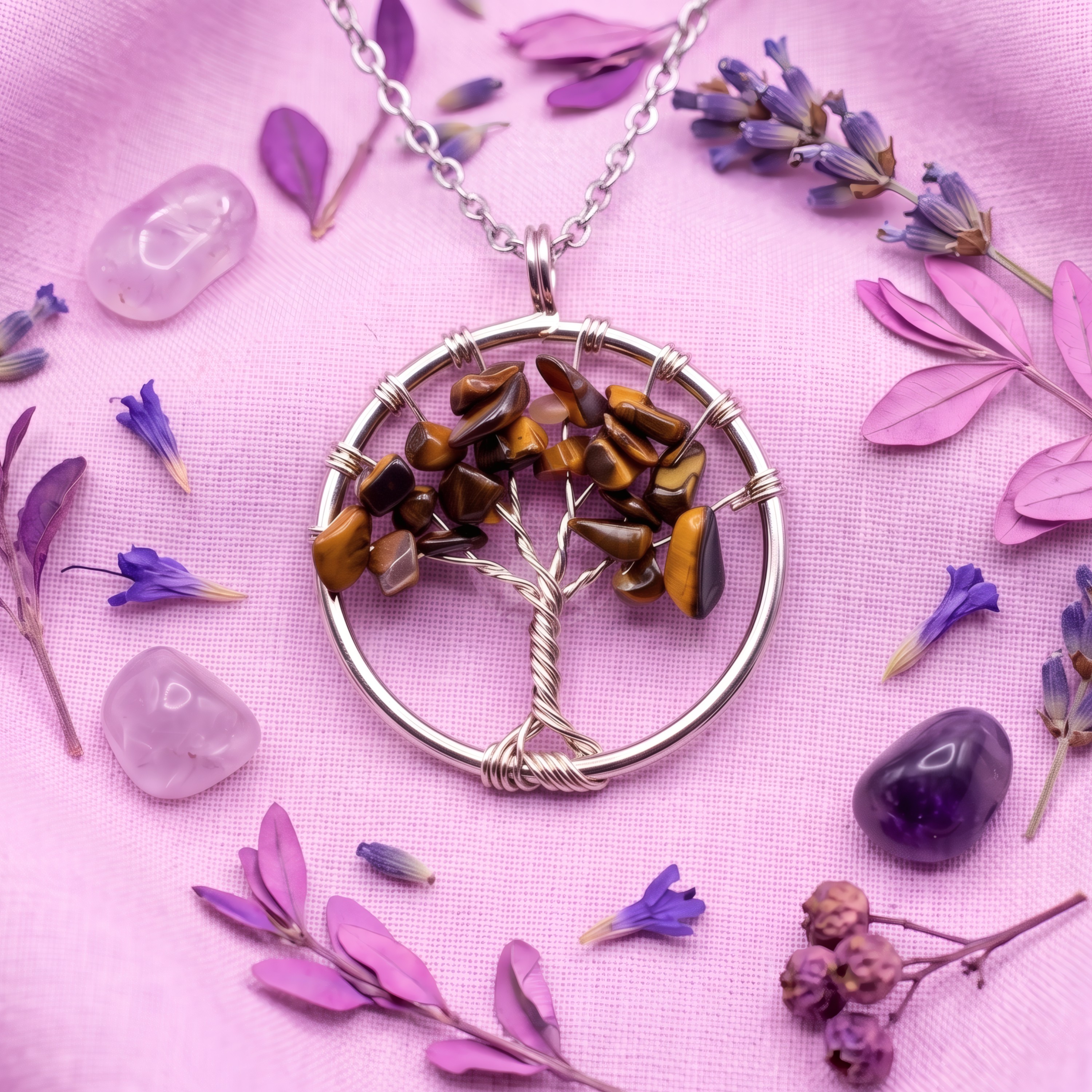 Dije Árbol De La Vida Ojo De Tigre