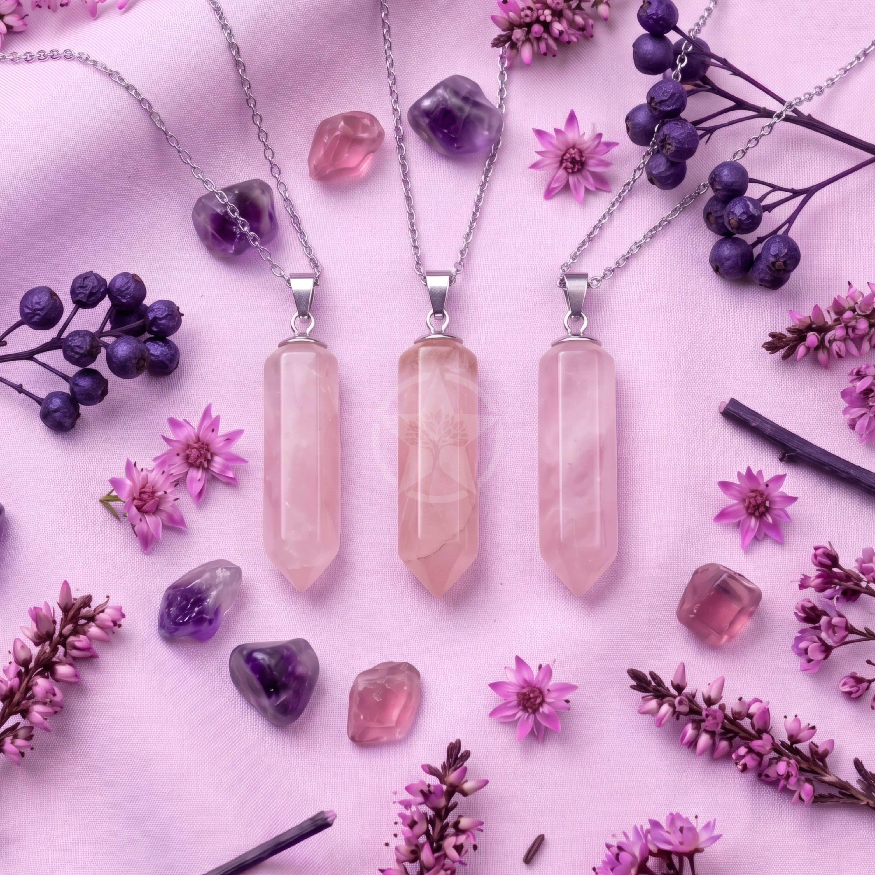 Dije Punta De Cuarzo Rosa, imagen 2