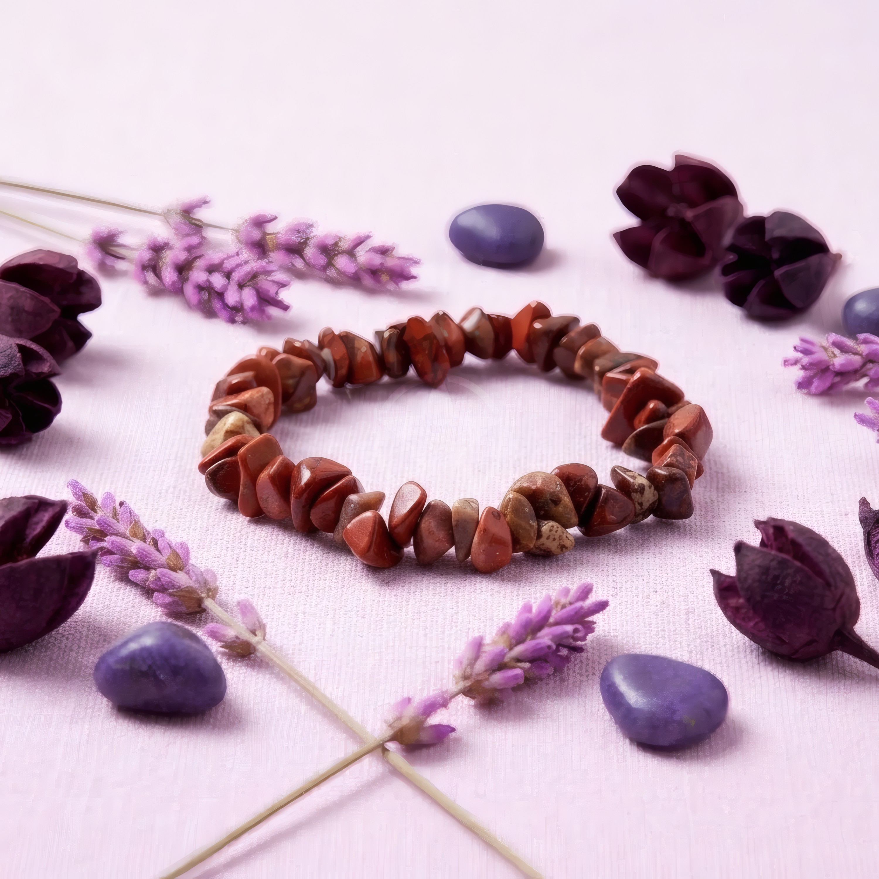 Pulsera Elastizada Piedra Jaspe Rojo, imagen 2