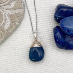 Dije Ágata Azul Rolada Con Baño