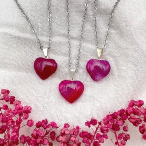 Dije Corazón Ágata Rosa Mini