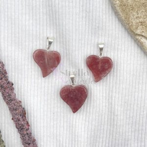 Dije Corazón Plano Cuarzo Rojo