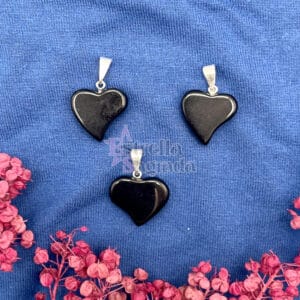 Dije Corazón Plano Obsidiana