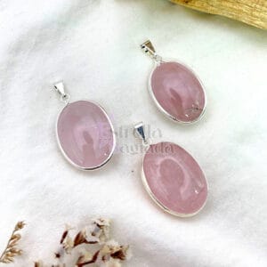 Dije Cuarzo Rosa Ovalo Con Virola