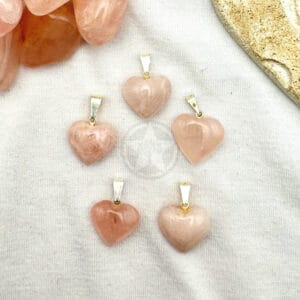 Dije Corazón Cuarzo Rosa Mini