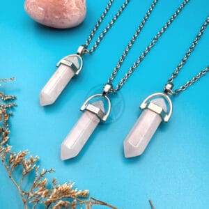 Dije Biterminal De Cuarzo Rosa