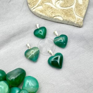 Dije Corazón Ágata Verde Mini