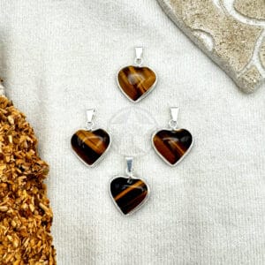 Dije Corazón Ojo De Tigre Con Virola Mini