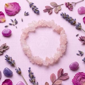 Pulsera Elastizada Piedra Cuarzo Rosa